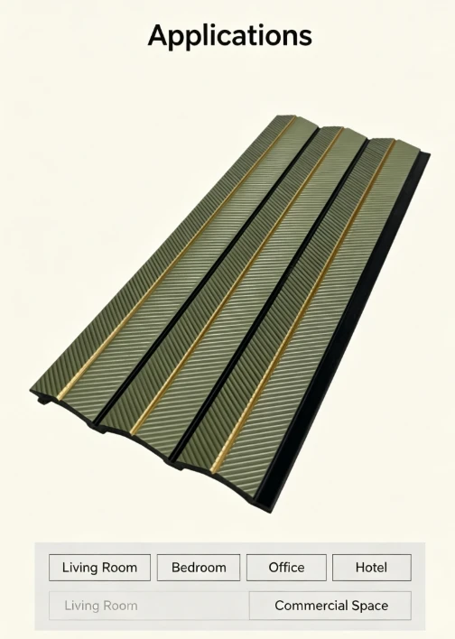 Green Fluted PS Wall Panel For Interior Decoration factory