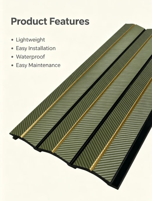 Green Fluted PS Wall Panel For Interior Decoration suppliers